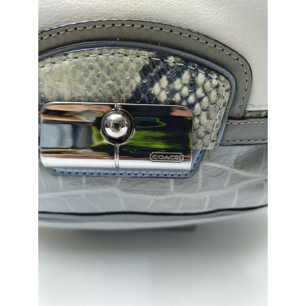 Coach Kristin White Leather Snakeskin Detail Zipper Hobo Shoulder Bag - Picture 3 of 14